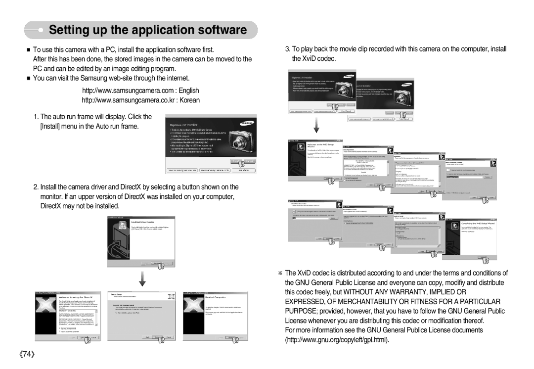 Samsung EC-L80ZZBBA/DE, EC-L80ZZBBA/FR, EC-L80ZZBBA/GB, EC-L80ZZBBB/GB, EC-L80ZZBAB manual Setting up the application software 