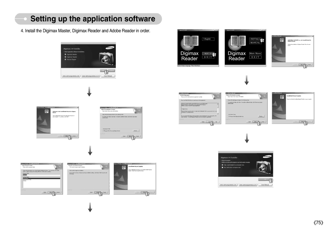 Samsung EC-L80ZZBAB, EC-L80ZZBBA/FR, EC-L80ZZBBA/GB, EC-L80ZZBBB/GB, EC-L80ZZBBA/DE manual Setting up the application software 