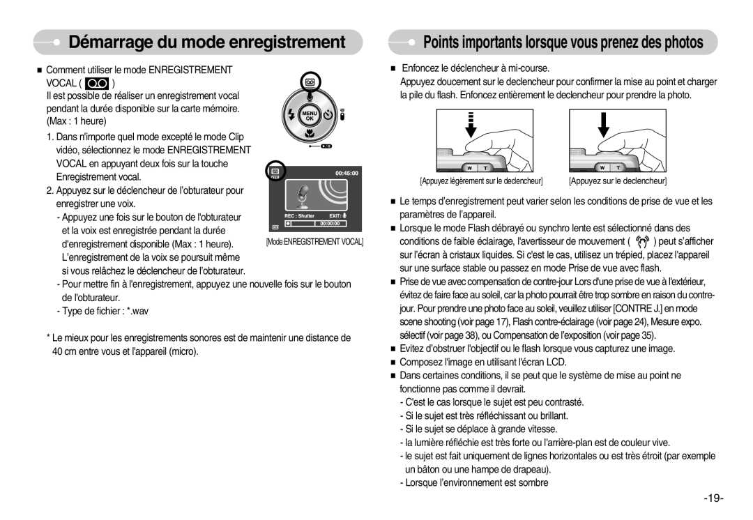 Samsung EC-L80ZZBBA/FR manual Points importants lorsque vous prenez des photos 