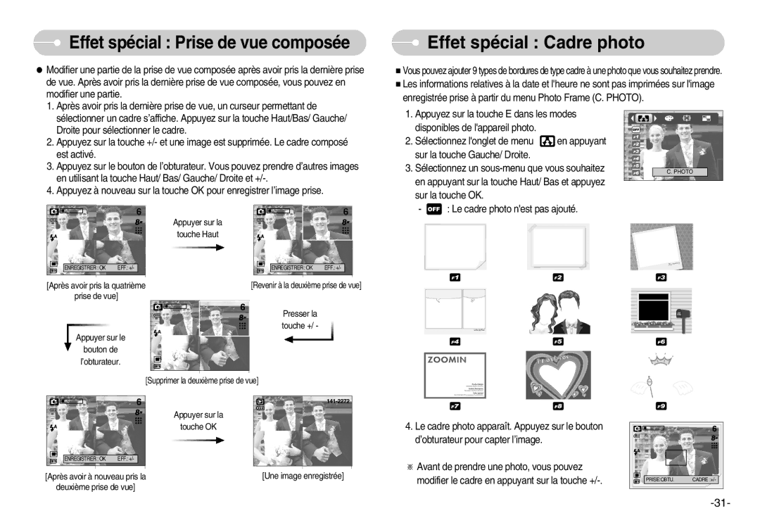 Samsung EC-L80ZZBBA/FR manual Effet spécial Cadre photo 