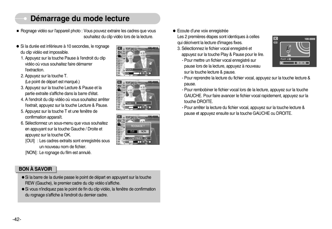 Samsung EC-L80ZZBBA/FR manual Rognage ? OUI NON Confirmer OK 