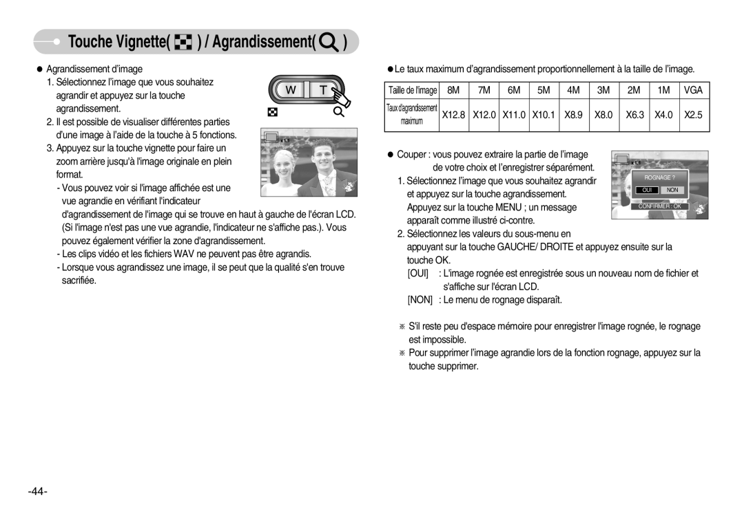 Samsung EC-L80ZZBBA/FR manual Touche Vignette / Agrandissement 