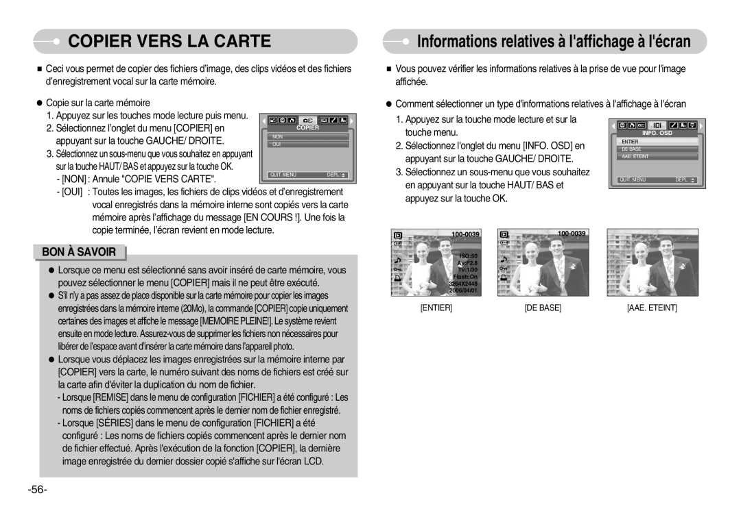 Samsung EC-L80ZZBBA/FR manual Copier Vers LA Carte 