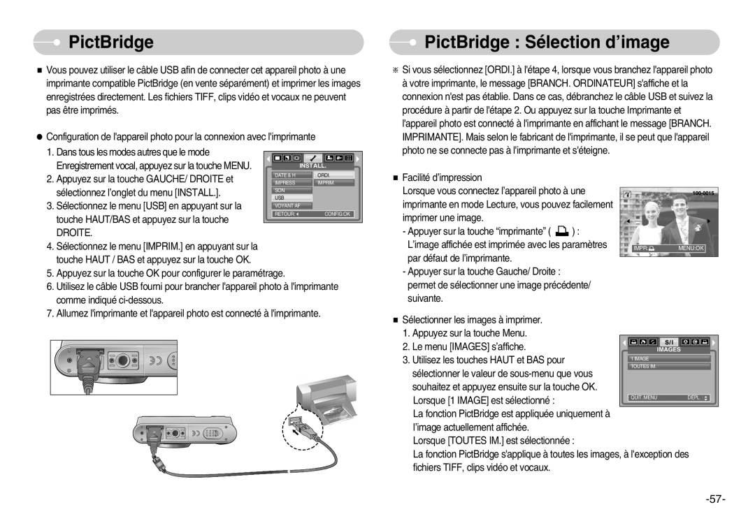 Samsung EC-L80ZZBBA/FR manual PictBridge Sélection d’image 