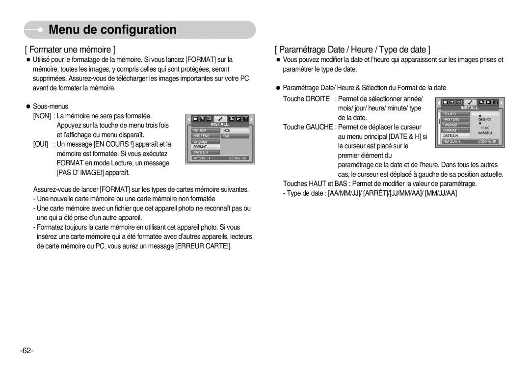 Samsung EC-L80ZZBBA/FR manual Formater une mémoire 