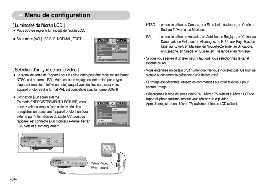 Samsung EC-L80ZZBBA/FR manual Luminosité de lécran LCD 