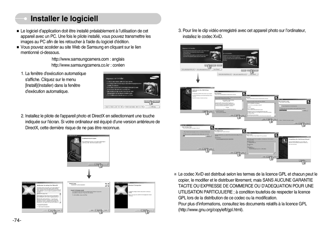 Samsung EC-L80ZZBBA/FR manual Installer le logiciell 