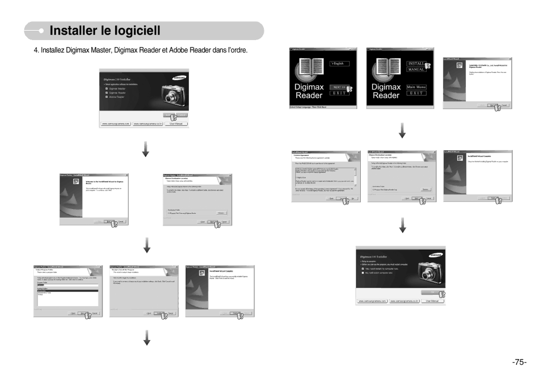 Samsung EC-L80ZZBBA/FR manual Installer le logiciell 