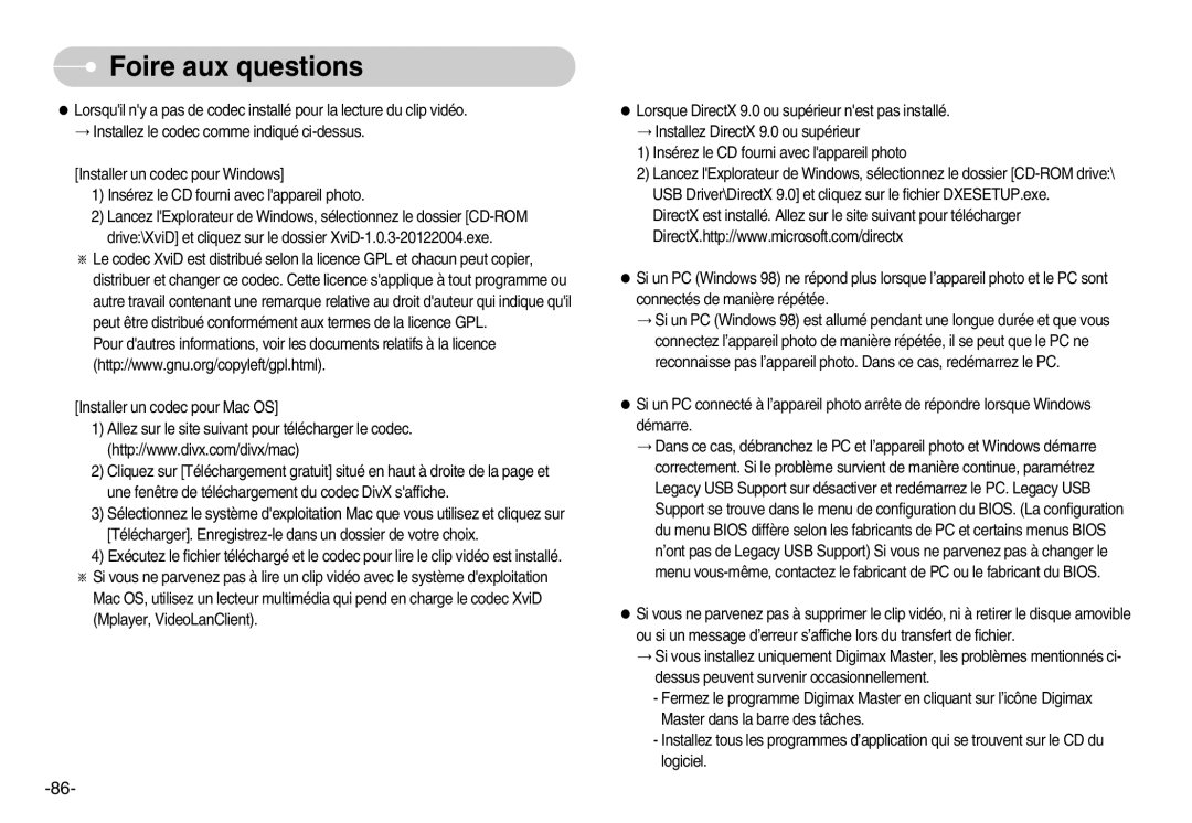 Samsung EC-L80ZZBBA/FR manual Foire aux questions 