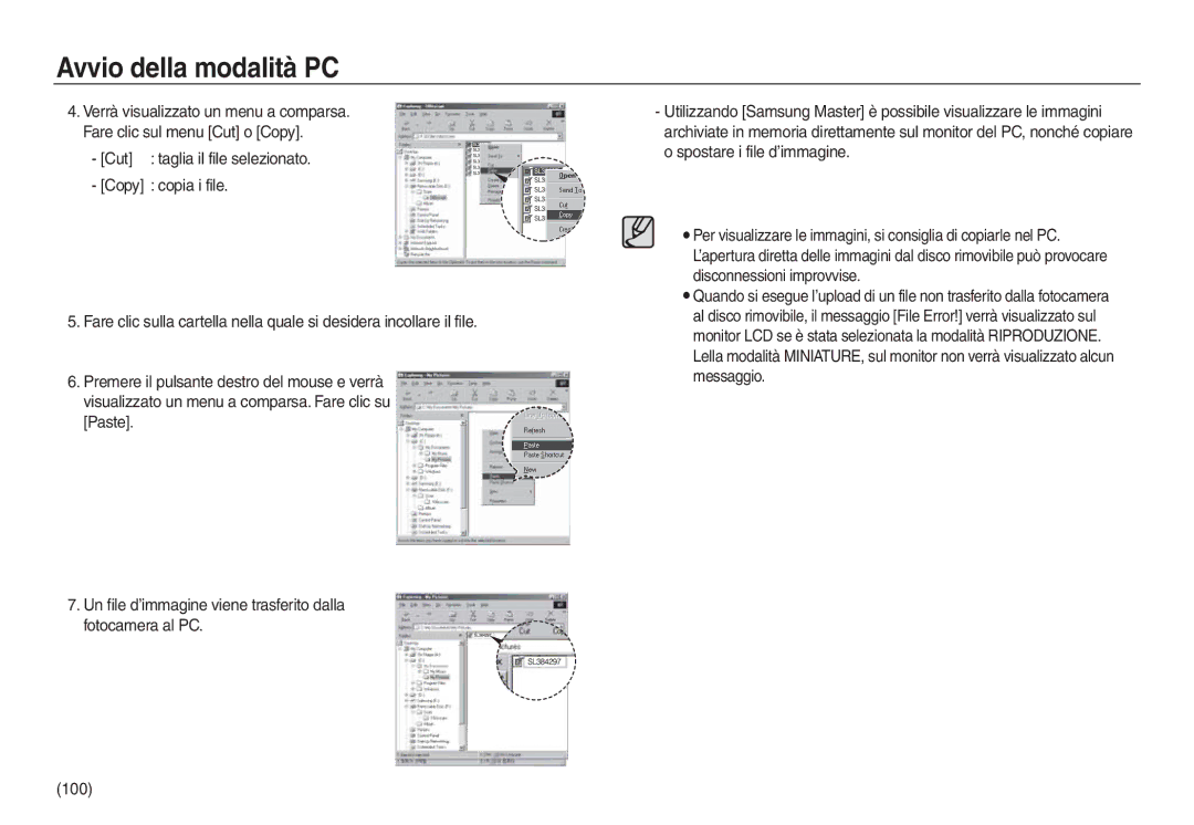 Samsung EC-L830ZSDA/E3, EC-L830ZBBA/E1, EC-L830ZRBA/E1, EC-L730ZSDA/E3, EC-L830ZBDA/E3, EC-L830ZSBA/E1 Avvio della modalità PC 