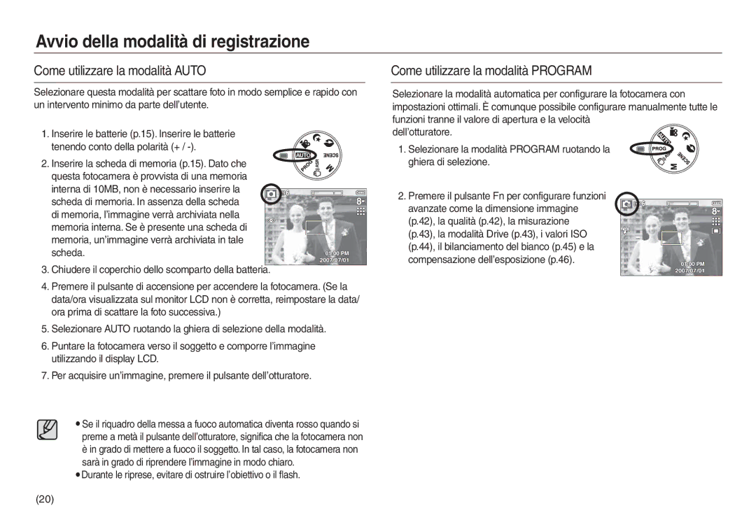 Samsung EC-L830ZSDA/E3, EC-L830ZBBA/E1 manual Avvio della modalità di registrazione, Come utilizzare la modalità Auto 