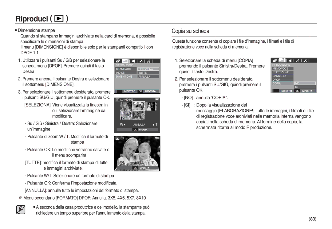 Samsung EC-L830ZSBA/E1, EC-L830ZBBA/E1, EC-L830ZRBA/E1, EC-L730ZSDA/E3 manual Copia su scheda, Le immagini archiviate 