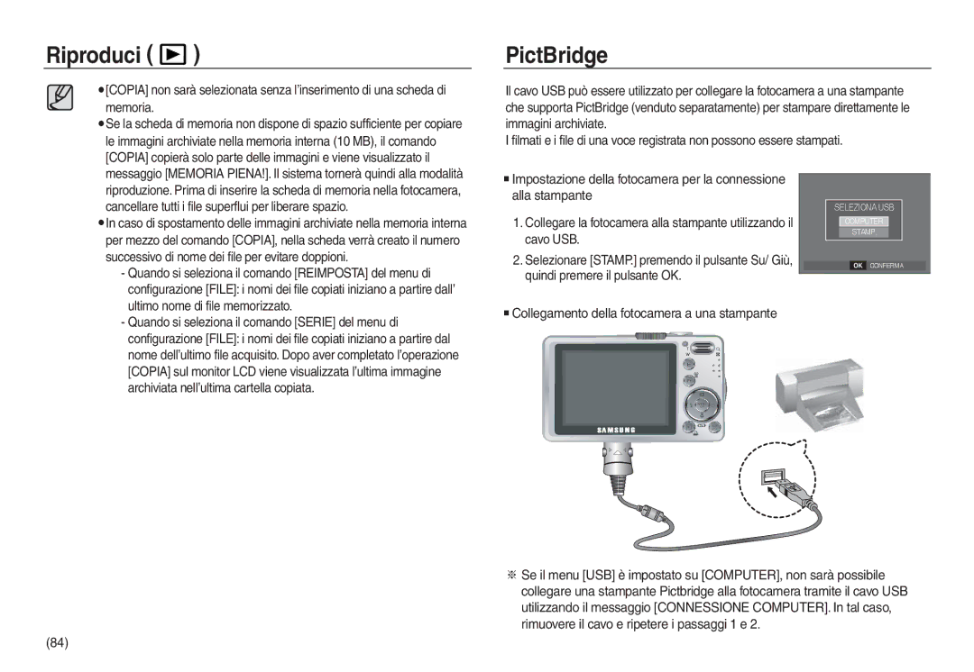 Samsung EC-L830ZSDA/E3 manual PictBridge, Ultimo nome di file memorizzato, Quando si seleziona il comando Serie del menu di 