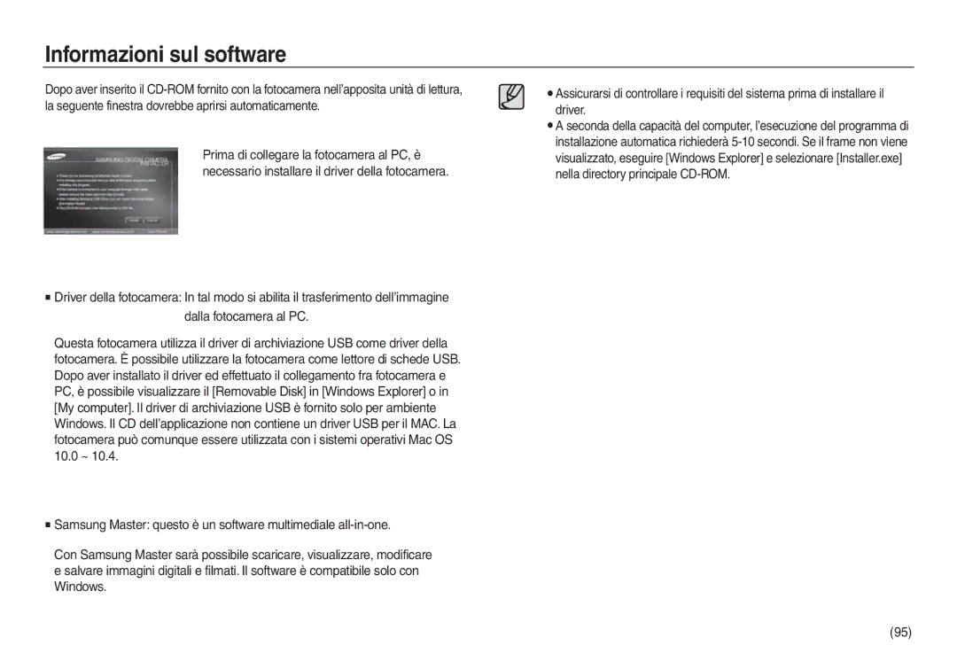 Samsung EC-L830ZBBA/E1, EC-L830ZRBA/E1, EC-L730ZSDA/E3, EC-L830ZBDA/E3, EC-L830ZSBA/E1 manual Informazioni sul software 