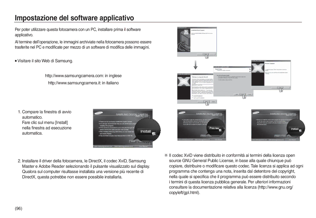 Samsung EC-L830ZRBA/E1, EC-L830ZBBA/E1, EC-L730ZSDA/E3, EC-L830ZBDA/E3, EC-L830ZSBA/E1 Impostazione del software applicativo 