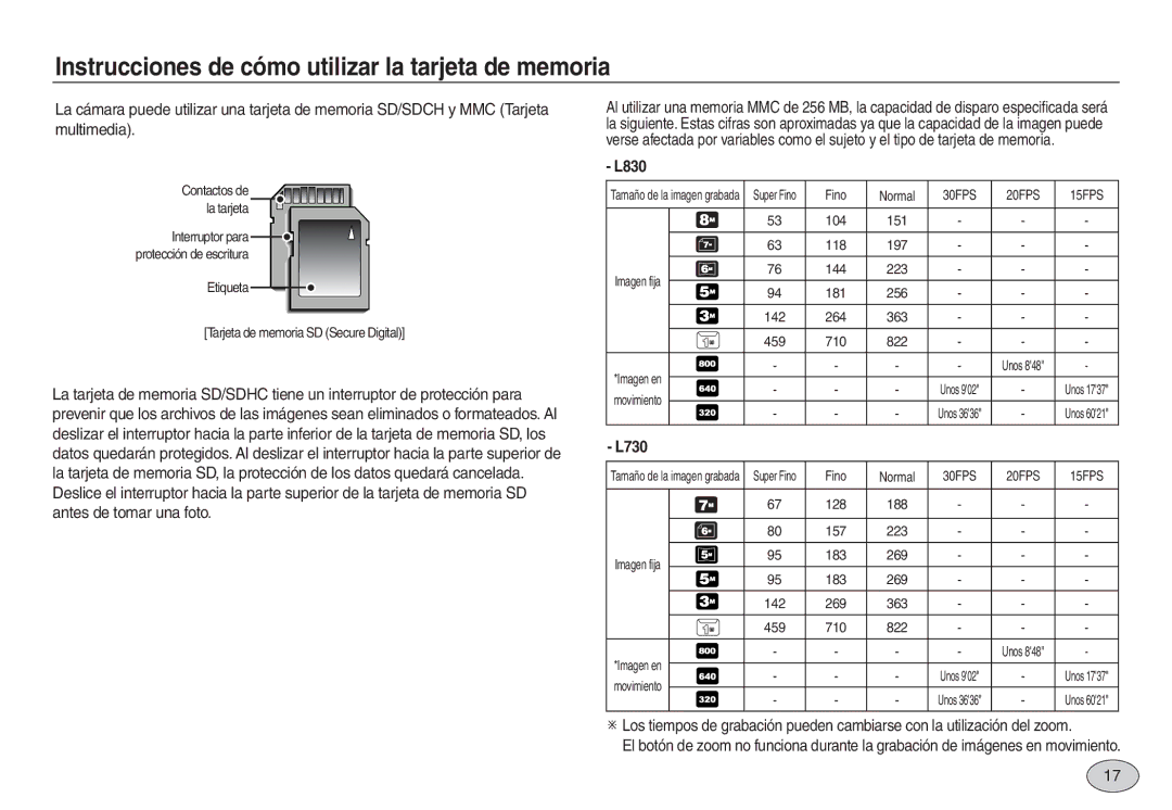 Samsung EC-L730ZRBB/E1, EC-L830ZBBA/E1, EC-L830ZRBA/E1, EC-L730ZSDA/E3, EC-L830ZBDA/E3, EC-L830ZSBA/E1, EC-L830ZSDA/E3 manual 