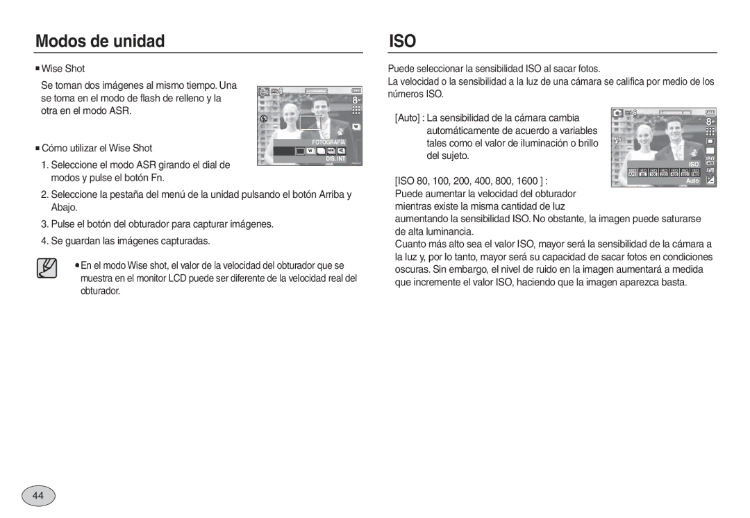 Samsung EC-L830ZBBB/E1, EC-L830ZBBA/E1, EC-L830ZRBA/E1, EC-L730ZSDA/E3, EC-L830ZBDA/E3, EC-L830ZSBA/E1, EC-L830ZSDA/E3 manual Iso 