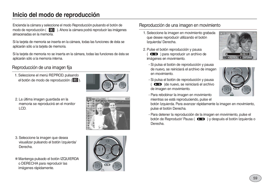 Samsung EC-L830ZBBA/AS, EC-L830ZBBA/E1 manual Inicio del modo de reproducción, Reproducción de una imagen en movimiento 
