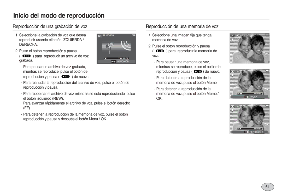 Samsung EC-L730ZSBB/E1, EC-L830ZBBA/E1, EC-L830ZRBA/E1 Reproducción y pausa de nuevo, Seleccione una imagen fija que tenga 