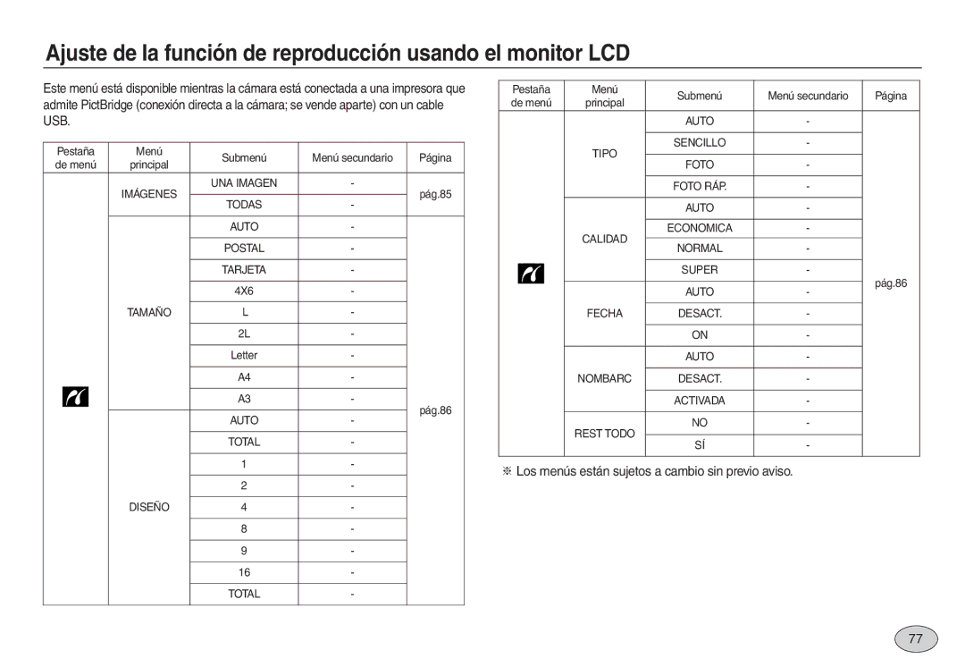 Samsung EC-L730ZSBA/AS, EC-L830ZBBA/E1, EC-L830ZRBA/E1 manual Ajuste de la función de reproducción usando el monitor LCD 