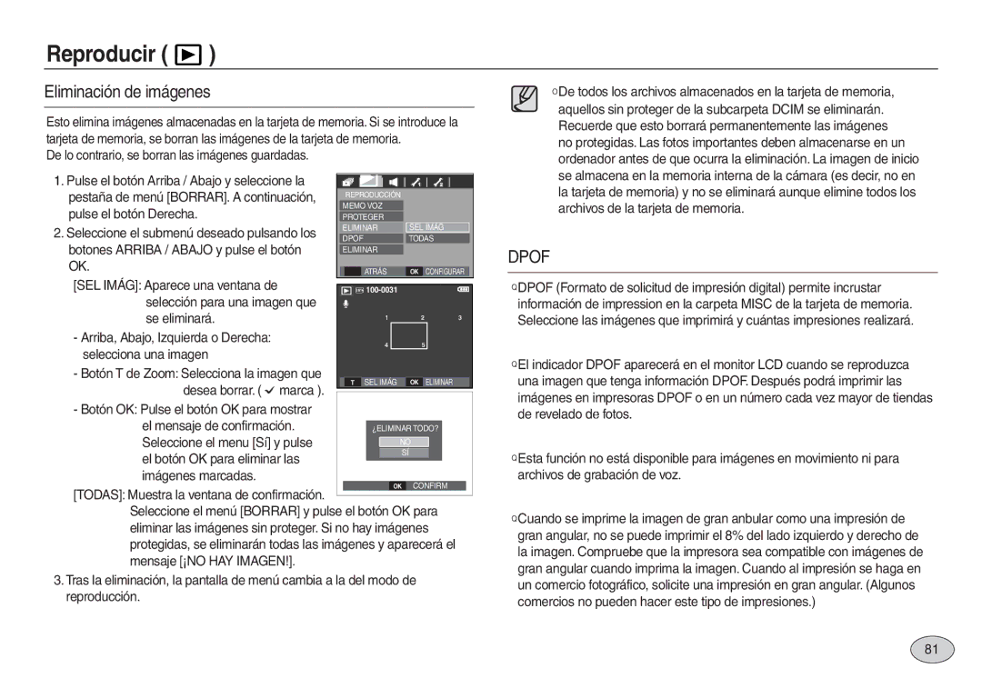 Samsung EC-L730ZRBB/E1 manual Eliminación de imágenes, Pulse el botón Derecha, Botones Arriba / Abajo y pulse el botón 