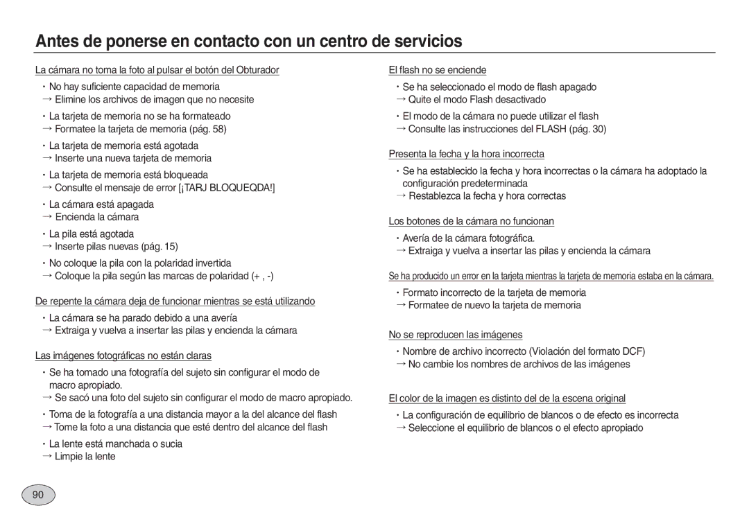 Samsung EC-L830ZSBC/E1, EC-L830ZBBA/E1, EC-L830ZRBA/E1 manual Antes de ponerse en contacto con un centro de servicios 