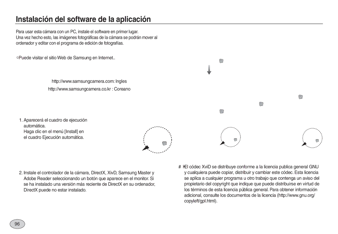 Samsung EC-L830ZRBA/E1, EC-L830ZBBA/E1, EC-L730ZSDA/E3, EC-L830ZBDA/E3 manual Instalación del software de la aplicación 