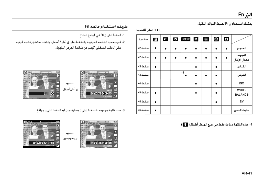 Samsung EC-L830ZSBC/E1, EC-L830ZR01KFR Fn رﺰﻟا, Fn ﺔﻤﺋﺎﻗ ماﺪﺨﺘﺳا ﺔﻘﻳﺮﻃ, ﺔﻳرﻮﻠﺒﻟا ضﺮﻌﻟا ﺔﺷﺎﺷ ﻦﻣ ﺮﺴﻳﻷا ﻲﻠﻔﺴﻟا ﺐﻧﺎﺠﻟا ﻰﻠﻋ 