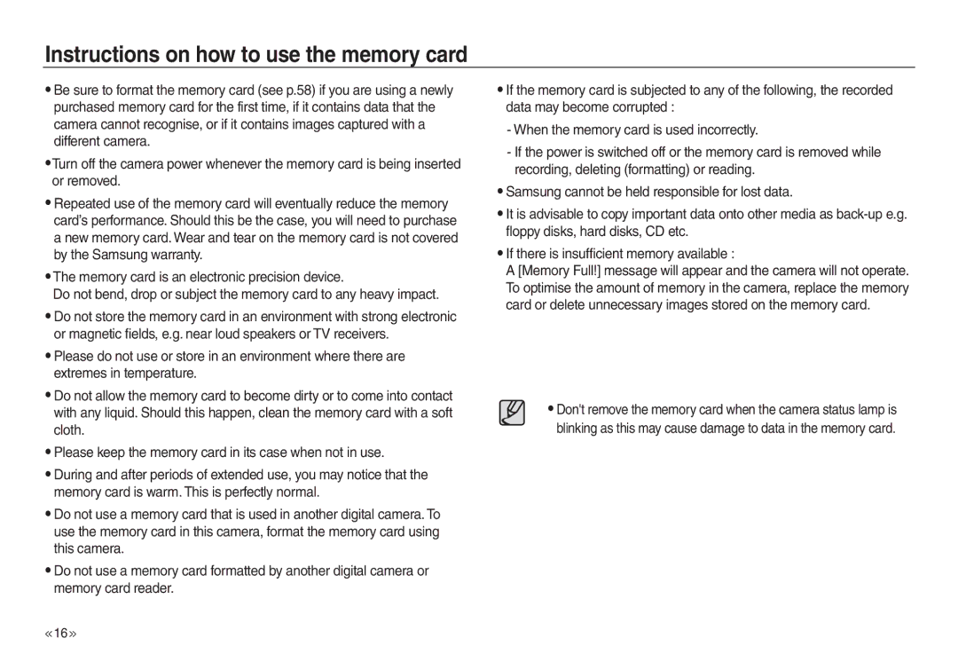 Samsung EC-L730ZRBA/E2, EC-L830ZR01KFR, EC-L830ZBBA/E1, EC-P83ZZSBA/FR manual Instructions on how to use the memory card 