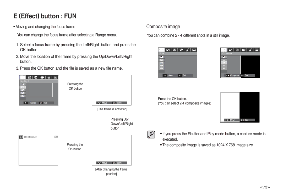 Samsung EC-L830ZSDB/E1, EC-L830ZR01KFR manual Composite image, Press the OK button You can select 2-4 composite images 