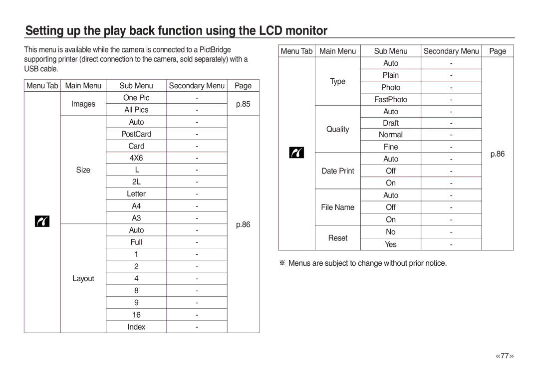 Samsung EC-L730ZBDB/AS, EC-L830ZR01KFR, EC-L830ZBBA/E1 manual Setting up the play back function using the LCD monitor, Auto 