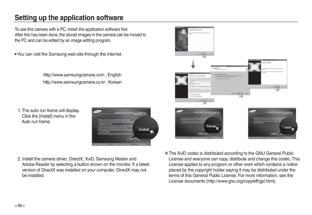 Samsung EC-L830ZBBA/SP manual Setting up the application software, You can visit the Samsung web-site through the internet 