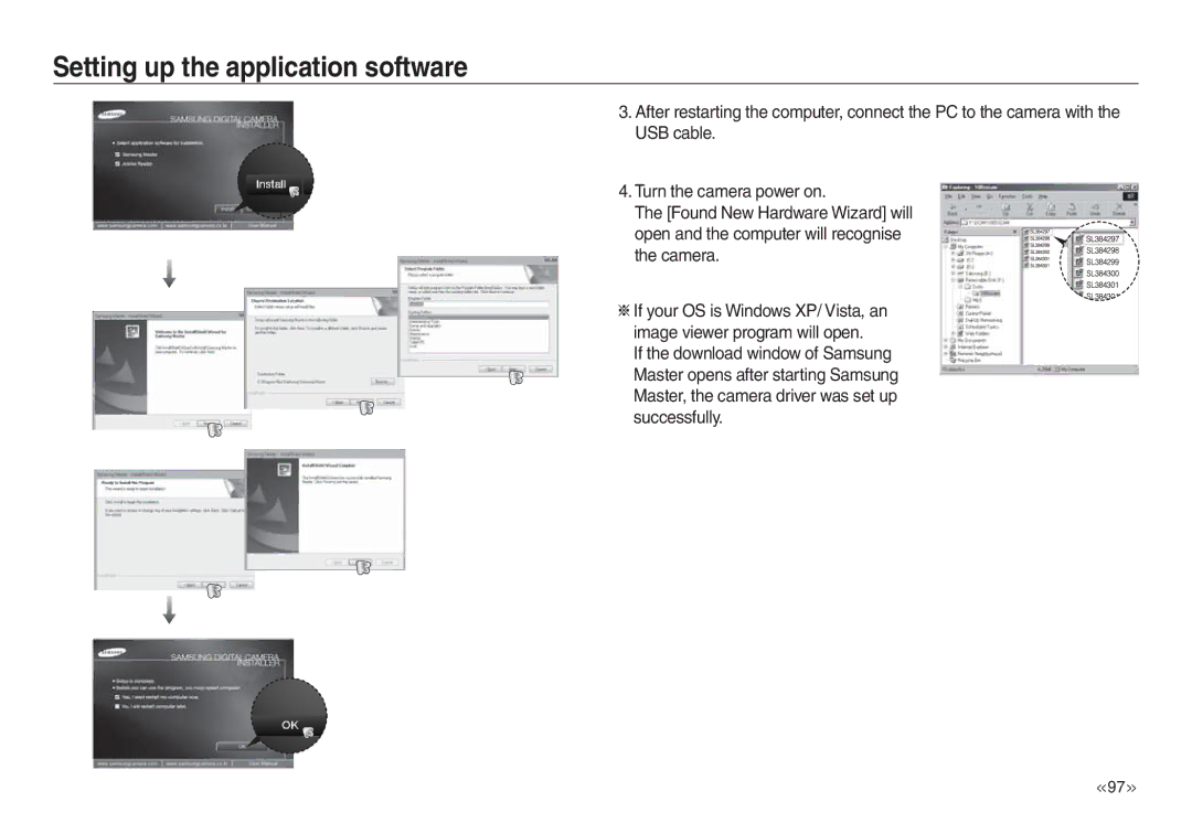 Samsung EC-L830ZBBA/TR, EC-L830ZR01KFR, EC-L830ZBBA/E1, EC-P83ZZSBA/FR, EC-L830ZRDA/E3 Setting up the application software 