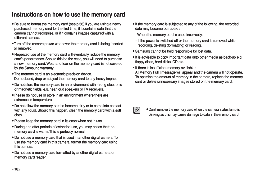 Samsung EC-L730ZRBA/E2, EC-L830ZR01KFR, EC-L830ZBBA/E1, EC-P83ZZSBA/FR manual Instructions on how to use the memory card 