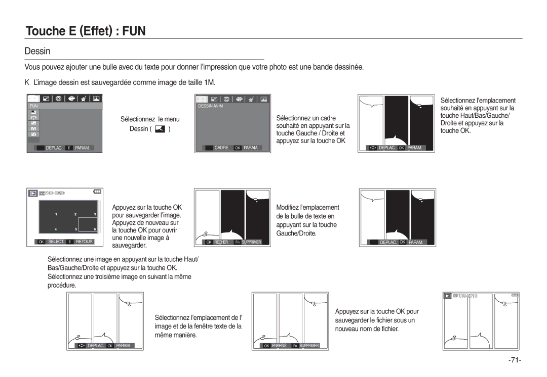 Samsung EC-L830ZRDA/E3 manual ※ L’image dessin est sauvegardée comme image de taille 1M, Sélectionnez le menu Dessin 