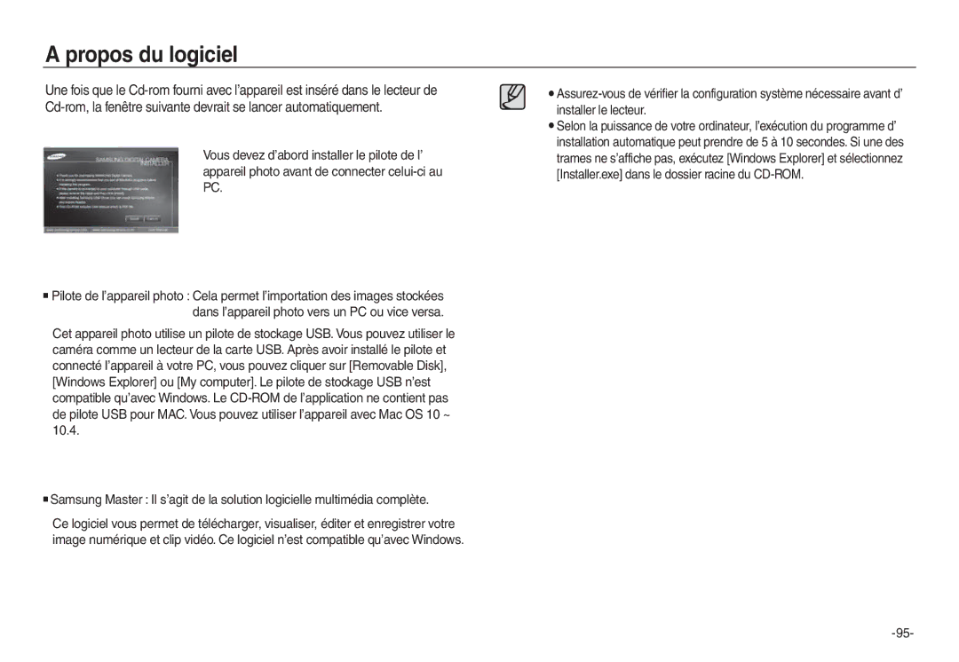 Samsung EC-L830ZRBA/E1, EC-L830ZR01KFR, EC-L830ZBBA/E1, EC-P83ZZSBA/FR, EC-L830ZRDA/E3, EC-L730ZSDA/E3 manual Propos du logiciel 