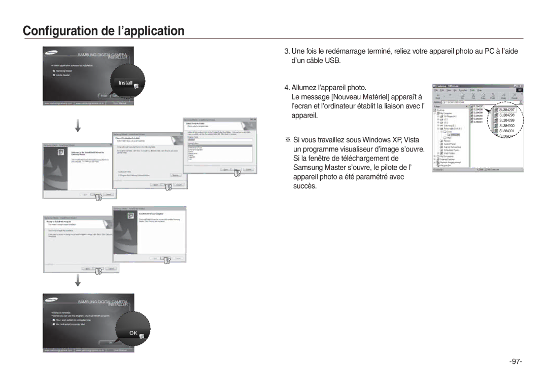 Samsung EC-L830ZBDA/E3, EC-L830ZR01KFR, EC-L830ZBBA/E1, EC-P83ZZSBA/FR, EC-L830ZRDA/E3 manual Configuration de l’application 