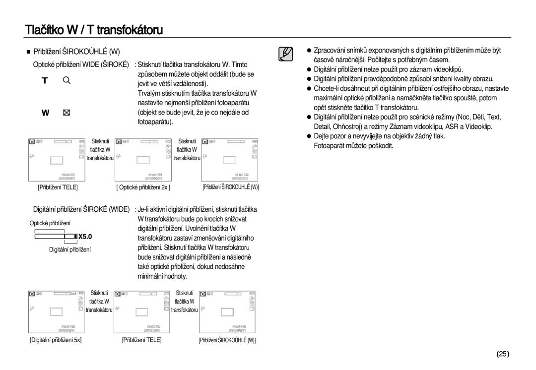 Samsung EC-L83ZZSDA/E3, EC-L83ZZBDA/E3 manual PﬁiblíÏení ·IROKOÚHLÉ W 