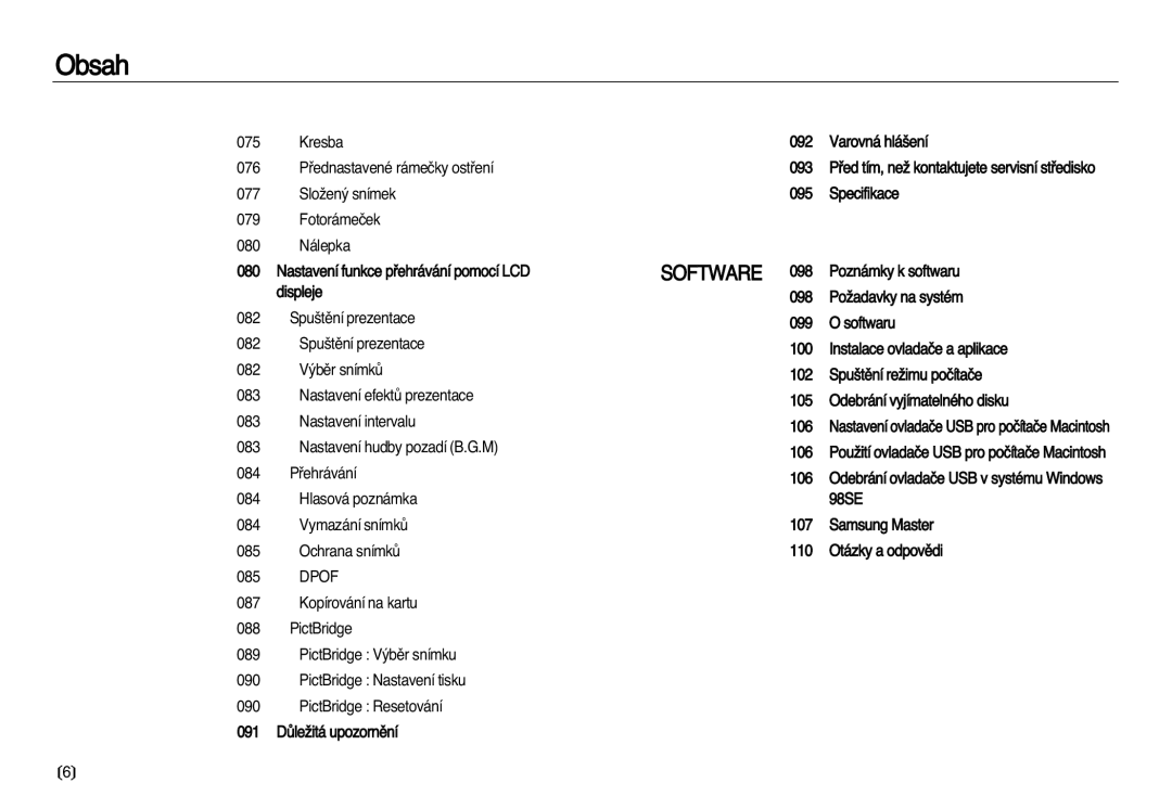 Samsung EC-L83ZZBDA/E3, EC-L83ZZSDA/E3 manual Obsah 