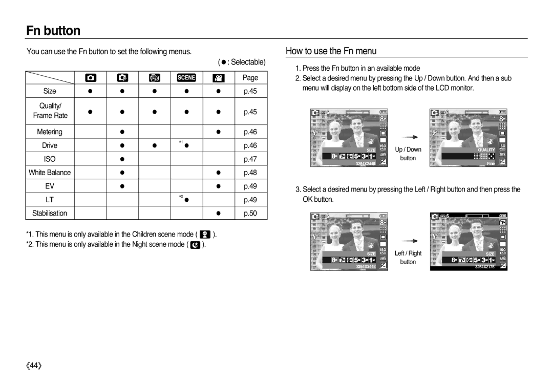 Samsung EC-L83ZZSBB/SP, EC-L83ZZSDA/E3, EC-L83ZZSBA/E2, EC-L83ZZRDA/E2, EC-L83ZZSBB/E1 manual Fn button, How to use the Fn menu 