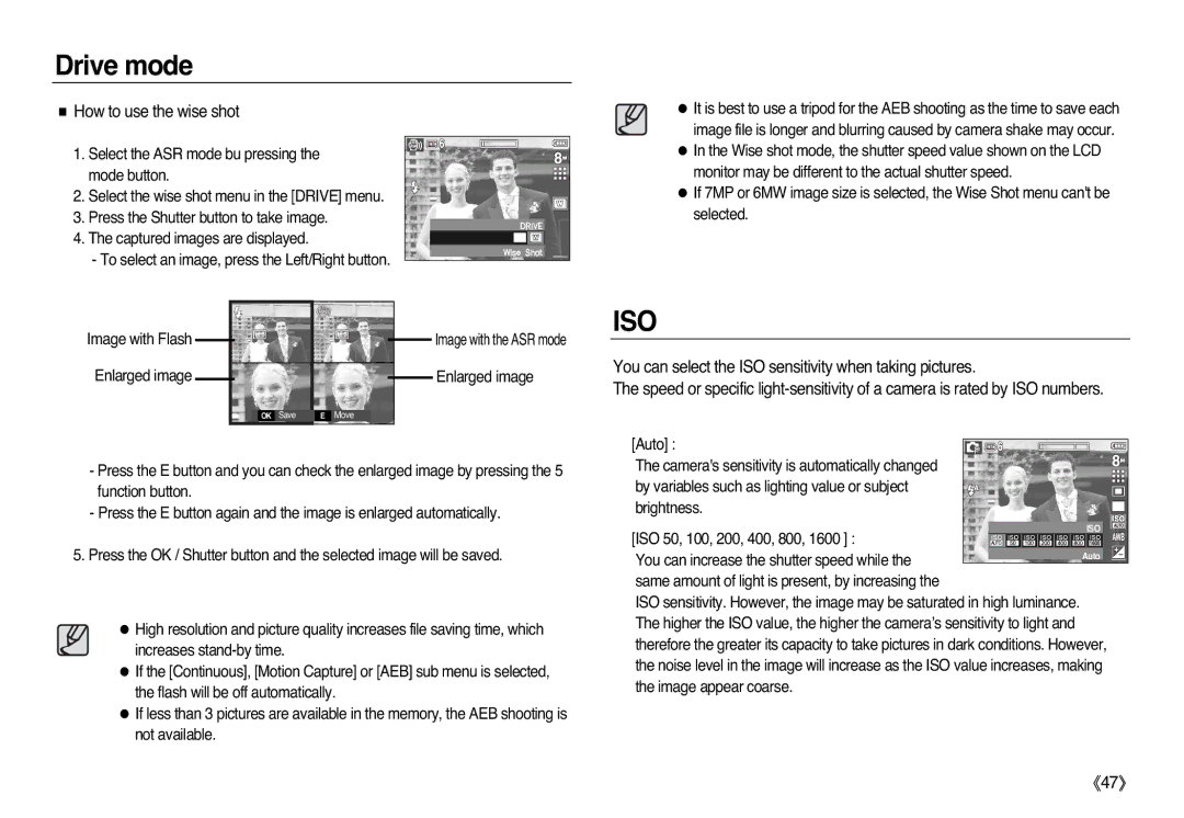 Samsung EC-L83ZZBDC/AS, EC-L83ZZSDA/E3, EC-L83ZZSBA/E2, EC-L83ZZRDA/E2, EC-L83ZZSBB/E1 manual Iso, How to use the wise shot 