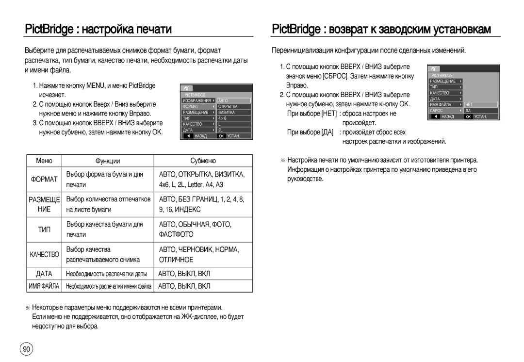 Samsung EC-L83ZZRDA/AS manual PictBridge Ì‡ÒÚÓÈÍ‡ ÔÂ˜‡ÚË, PictBridge ‚ÓÁ‚‡Ú Í Á‡‚Ó‰ÒÍËÏ ÛÒÚ‡ÌÓ‚Í‡Ï, ‡ Îëòúâ ·ÛÏ‡„Ë 