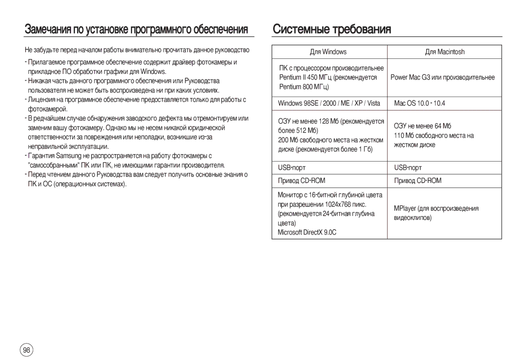 Samsung EC-L83ZZBBB/GB, EC-L83ZZSDA/E3, EC-L83ZZSBA/E2 manual ËËÒÚÂÏÌ˚Â ÚÂ·Ó‚‡ÌËﬂ, Êâòúíóï ‰ËÒÍÂ, Usb-Ôóú, ‚Ë‰Âóíîëôó‚ 