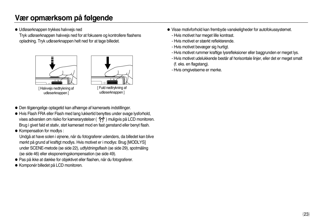 Samsung EC-L83ZZRBA/E2, EC-L83ZZSDA/E3, EC-L83ZZSBA/E2, EC-L83ZZRDA/E2, EC-L83ZZSDA/E2 manual Vær opmærksom på følgende 