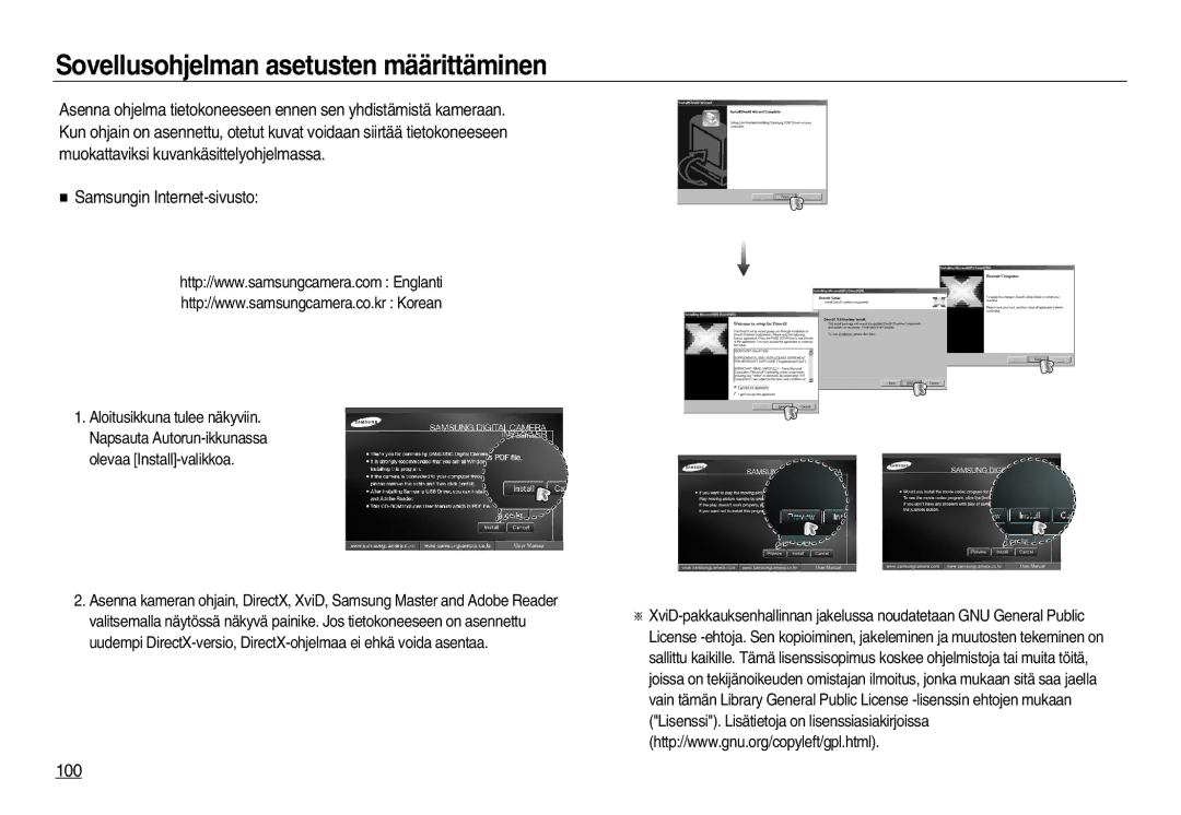 Samsung EC-L83ZZSBA/E2, EC-L83ZZSDA/E3 manual Sovellusohjelman asetusten määrittäminen, Samsungin Internet-sivusto, 100 