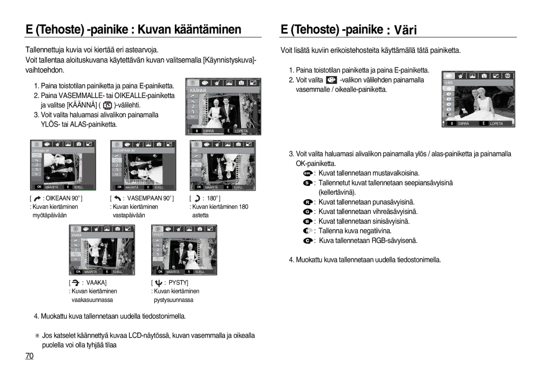 Samsung EC-L83ZZSBA/E2, EC-L83ZZSDA/E3, EC-L83ZZRDA/E2, EC-L83ZZSDA/E2, EC-L83ZZRBA/E2 Tehoste -painike Kuvan kääntäminen 