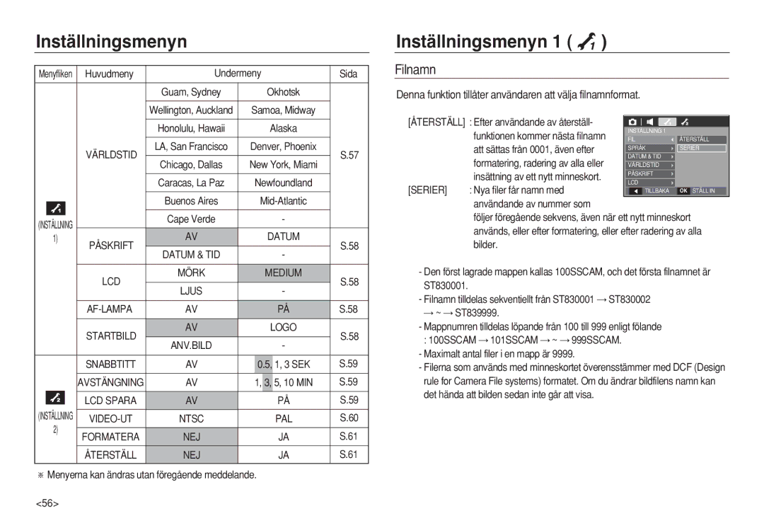 Samsung EC-L83ZZBBA/E2 manual Filnamn, Denna funktion tillåter användaren att välja filnamnformat, Datum, Af-Lampa 