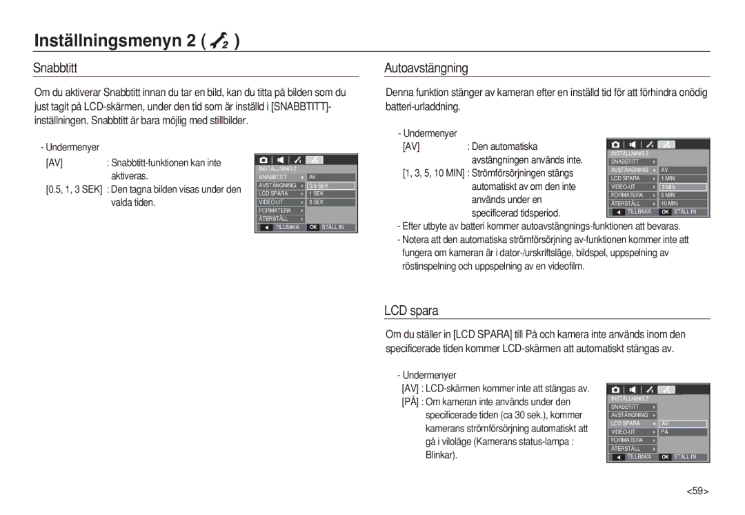 Samsung EC-L83ZZSDA/E3, EC-L83ZZSBA/E2 manual Snabbtitt, Aktiveras, 1, 3 SEK Den tagna bilden visas under den valda tiden 