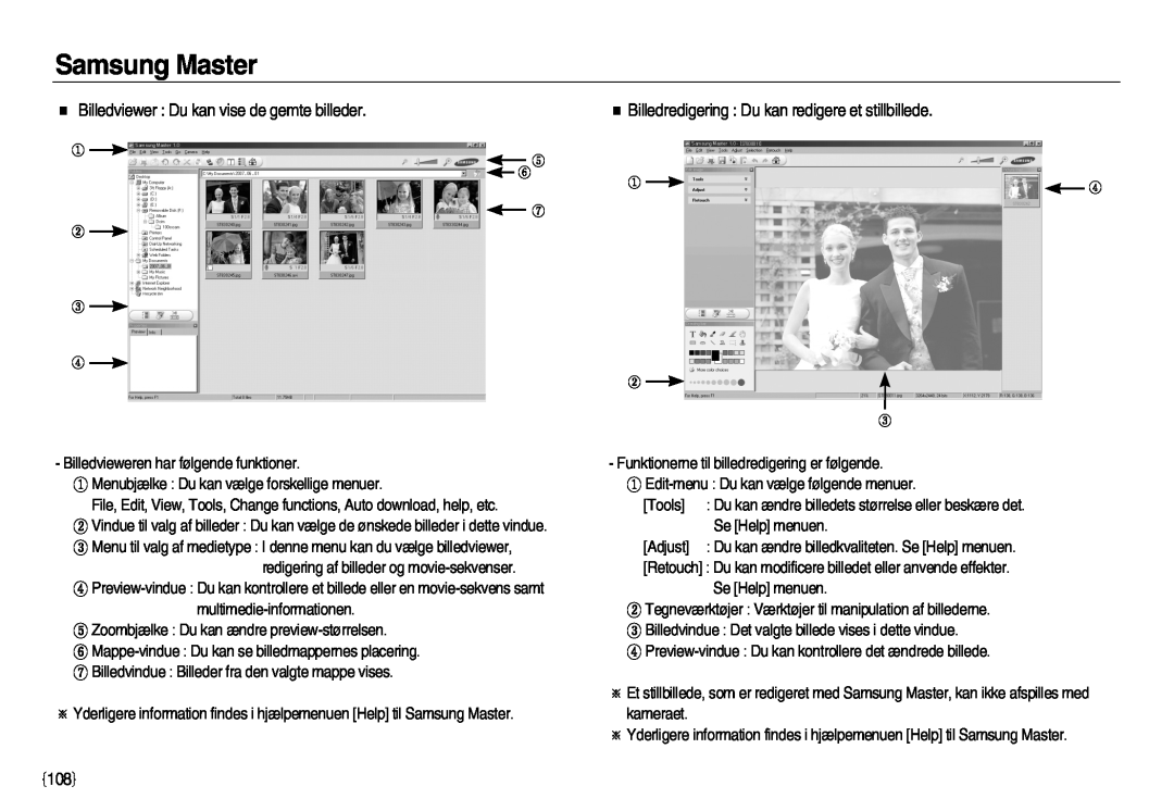 Samsung EC-L83ZZRBC/E2 manual Billedviewer Du kan vise de gemte billeder, Billedredigering Du kan redigere et stillbillede 