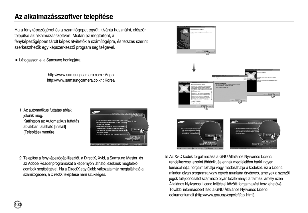 Samsung EC-L83ZZRBA/E1, EC-L83ZZSDA/E3, EC-L83ZZSBA/E2, EC-L83ZZSBB/E1, EC-L83ZZBDA/E3 manual Az alkalmazásszoftver telepítése 